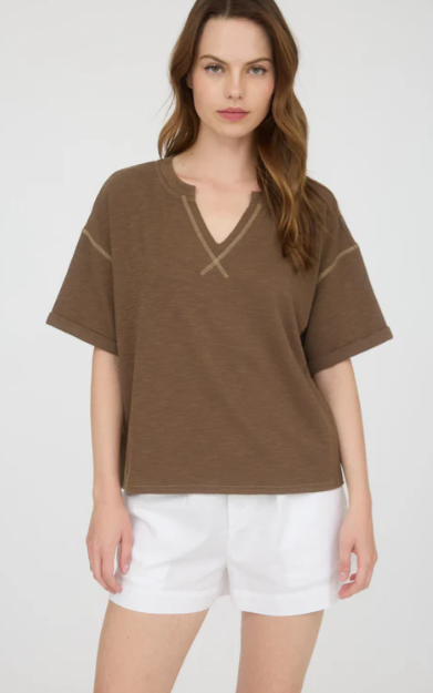 Blu Pepper Drop Shoulder V Neck Top