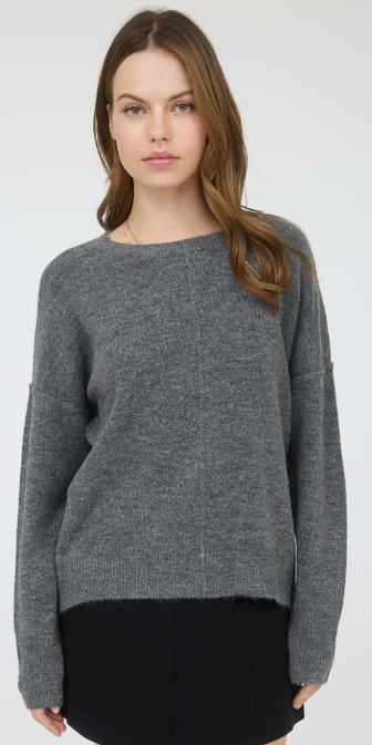 Crewneck Front Seam Knit Sweater