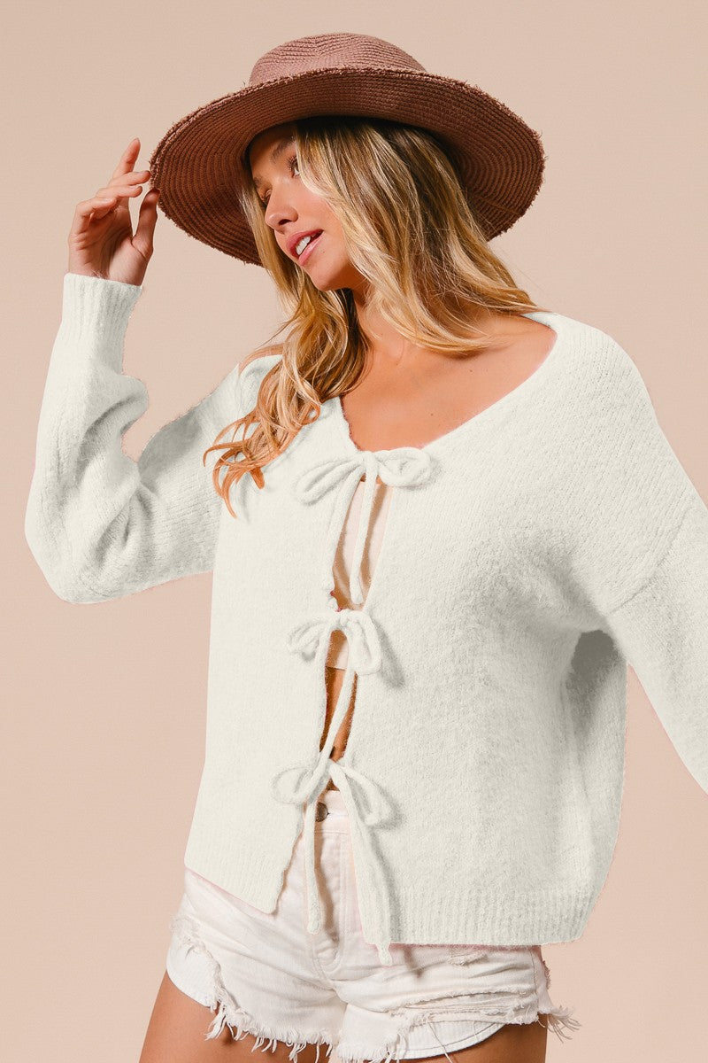 Front Bow Detail Cardigan