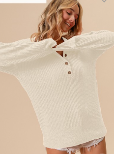 Buttoned Crewneck Sweater