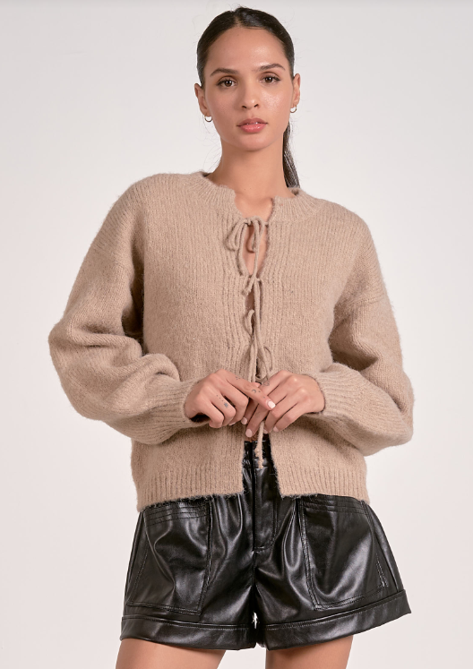 Elan Cardigan Tie Bow Front