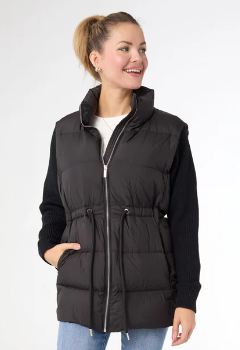 Coco Carmen Down Puffer Vest With Knit Sleeves