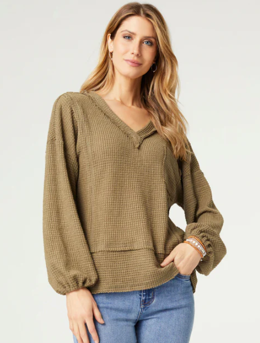 Coco Carmen V Neck Waffle Top