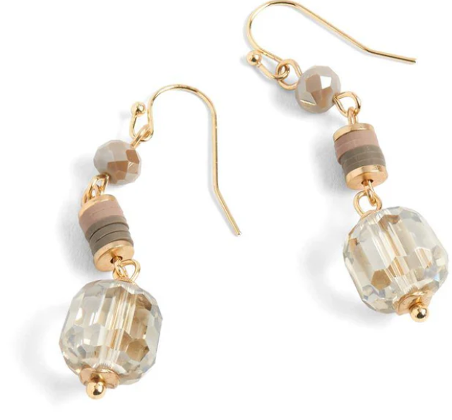 Taupe & Gold Facet Bead Dangle