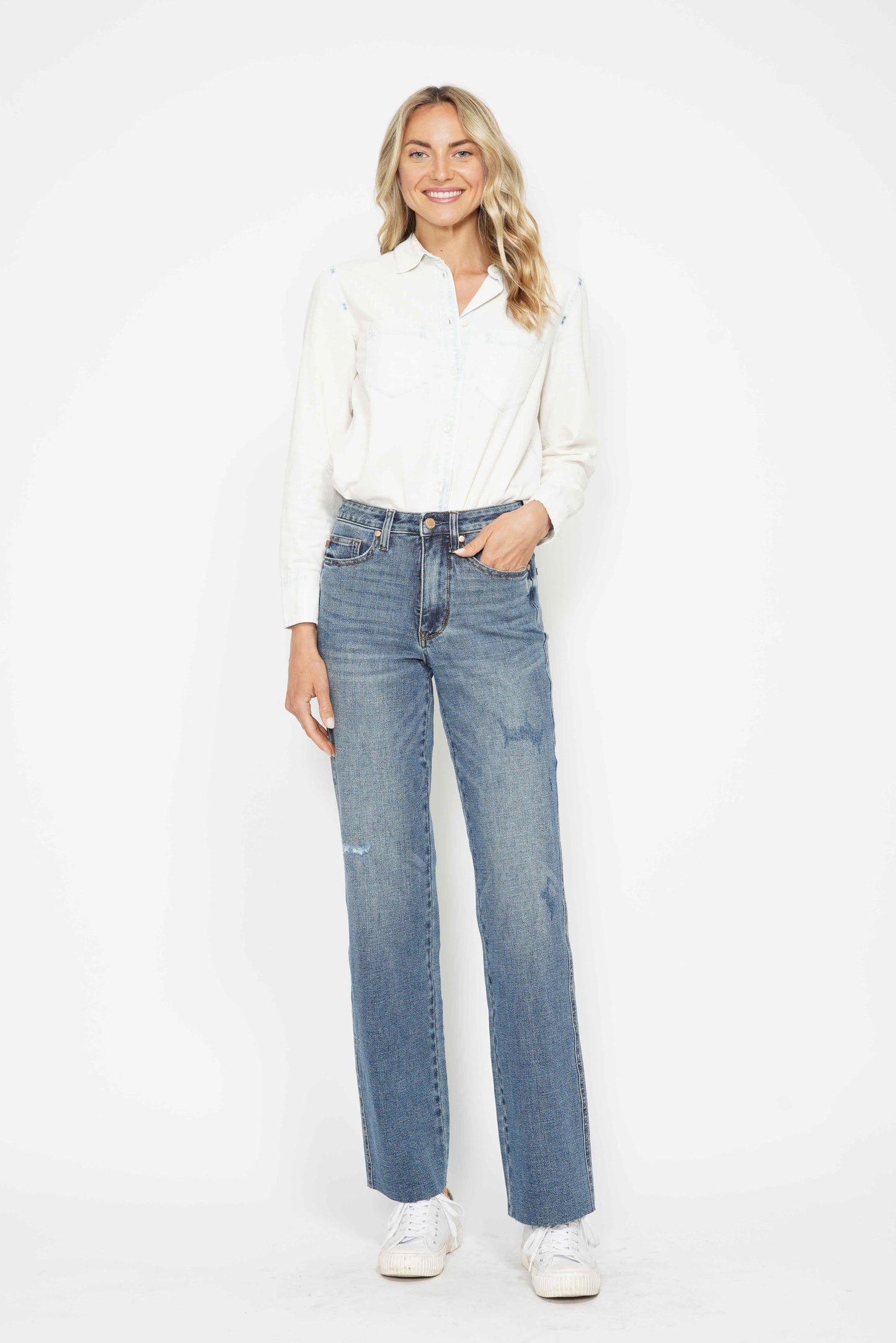 Judy Blue Straight Raw Hem Jeans