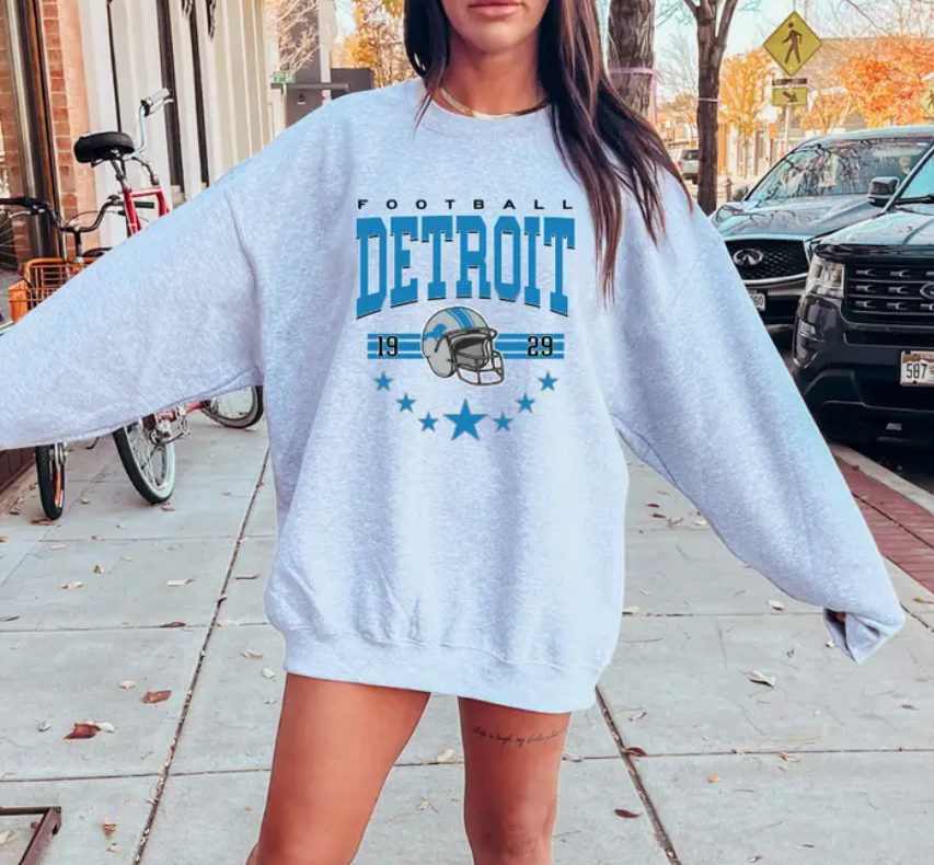 Detroit Lions Football Crewneck Pullover