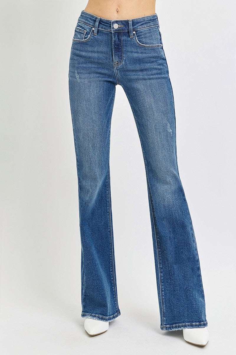 Risen Mid Rise Flare Jeans