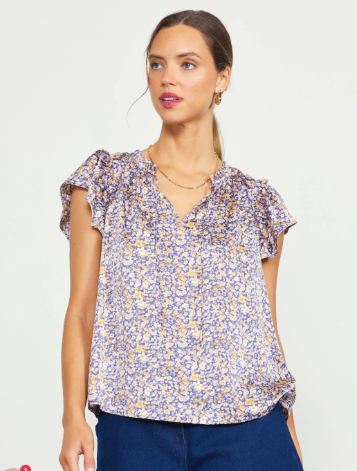 Satin Split Neck Top