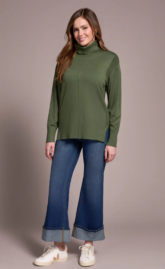 Tribal Drop Shoulder Turtleneck Sweater