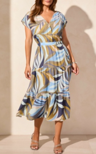 Tribal V Neck Tiered Dress