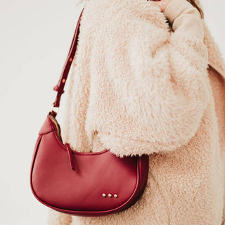 Celeste Crescent Shoulder Bag: Burgundy