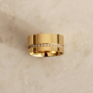 CZ Detail Cigar Band Ring: Gold / 6