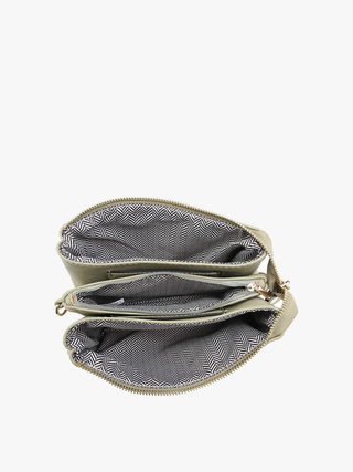 Riley Glitter 3 Compartment Crossbody/Wristlet Black