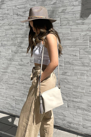 Sabrina Two Tone Crossbody – 3 Compartment Bag | M1918 : Mustard/Brown