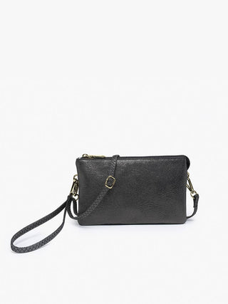 Riley Glitter 3 Compartment Crossbody/Wristlet Black
