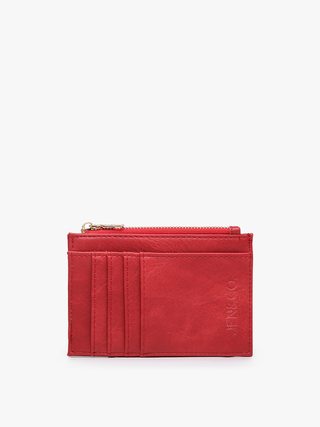 Sia Zip Card Holder Wallet – Compact Vegan Leather Cheetah-Rose