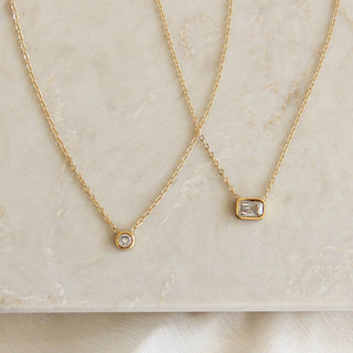 Bezel Stone Necklace: Gold / 6mm Emerald Cut