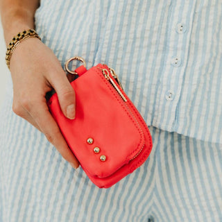 Nylon Cameron Double Zip Card Wallet: Cream