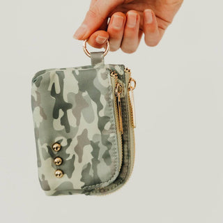Nylon Cameron Double Zip Card Wallet: Checkered Tan