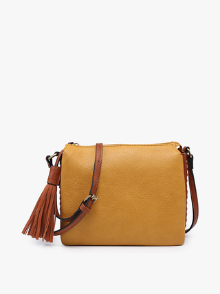 Sabrina Two Tone Crossbody – 3 Compartment Bag | M1918 : Mustard/Brown