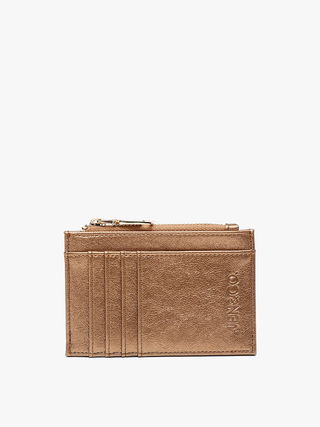 Sia Zip Card Holder Wallet – Compact Vegan Leather Cheetah-Rose