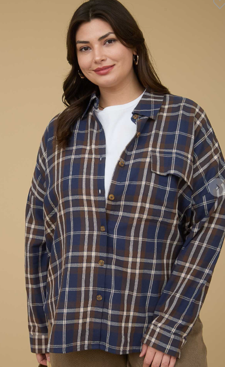 Navy Plaid Button Down