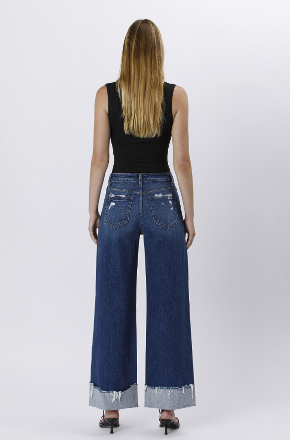 Flying Monkey Cuffed Wide Leg Jeans