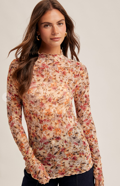 Floral Mesh Top