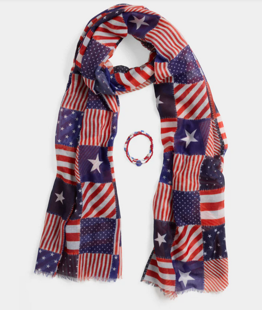 Coco Carmen Patchwork Scarf + Bracelet Set