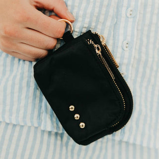 Nylon Cameron Double Zip Card Wallet: Checkered Tan