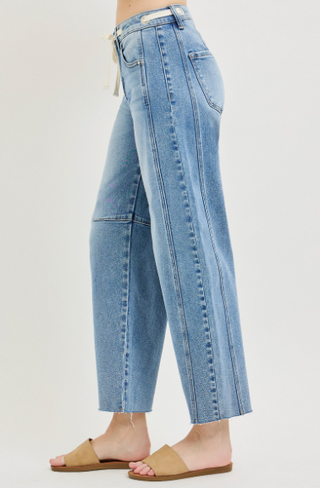 Risen Barrel Jeans With Drawstring