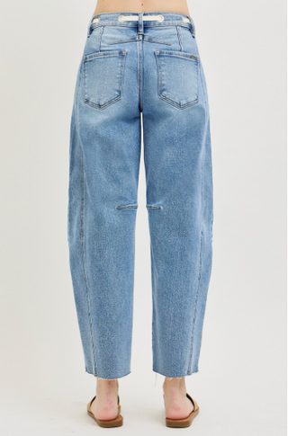 Risen Barrel Jeans With Drawstring