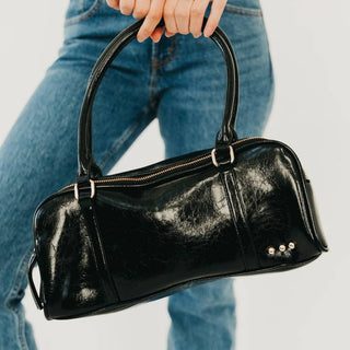 Arlys Barrel Shoulder Bag: Black