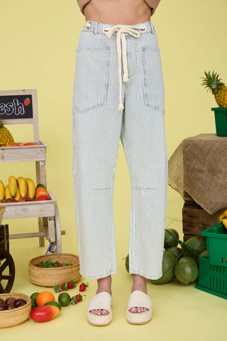 Blu Pepper Eyelet Waist Denim Pants