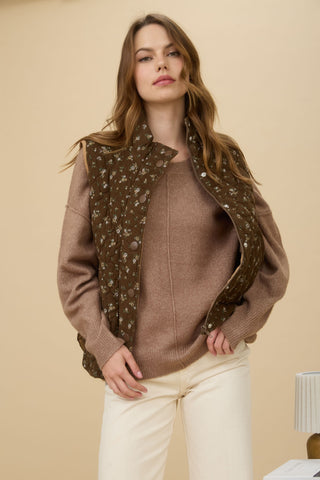 Blu Pepper Floral Quilted Vest
