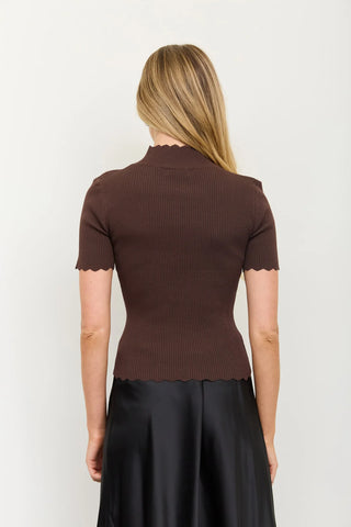 Blu Pepper Scalloped Mock Neck Top