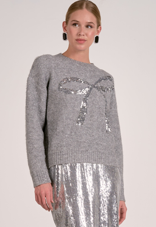 Elan Bow Sequin Sweater