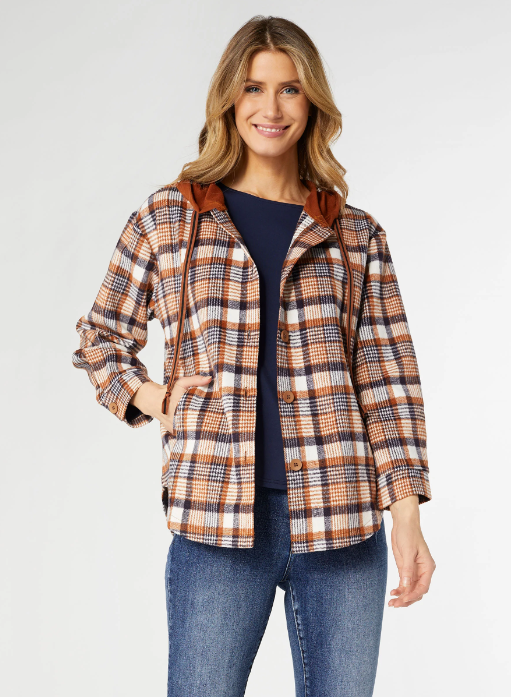 Coco Carmen Hooded Shacket