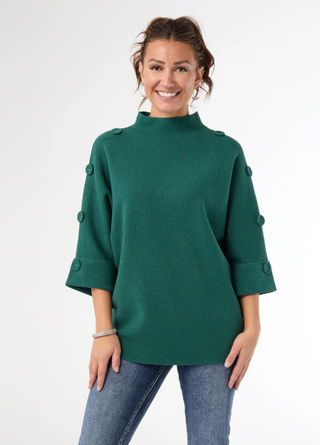 Coco Carmen Elbow Sleeve Funnel Neck Top