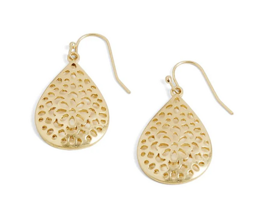 Gold Flower Drop Earring