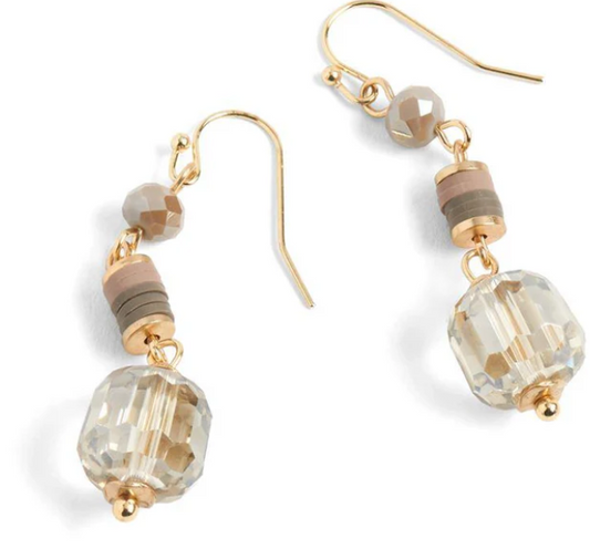 Taupe & Gold Facet Bead Dangle