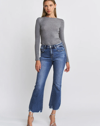 Mica Ankle Flare Raw Hem Jeans