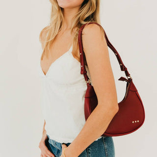 Celeste Crescent Shoulder Bag: Burgundy