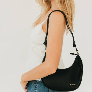 Celeste Crescent Shoulder Bag: Black