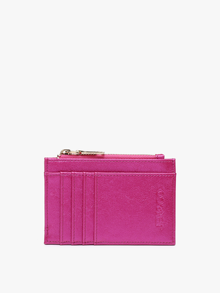 Sia Zip Card Holder Wallet – Compact Vegan Leather Cheetah-Rose