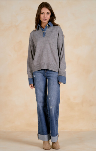 Elan Denim Collar Sweater