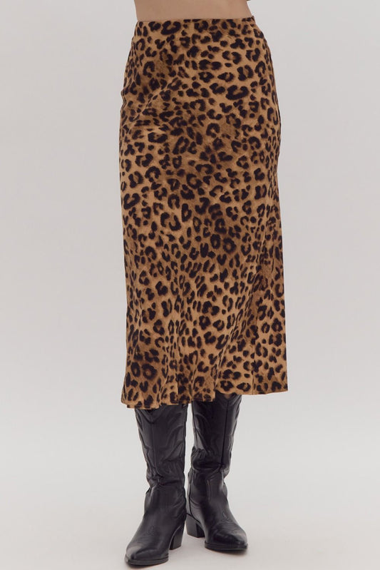 Leopard Print Midi Skirt