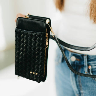 Woven Double Duty Phone Bag Wholesale - NEW COLOR ADDED!: Woven Checkered Coffee