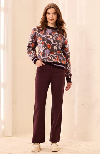Tribal Wide Leg Pull on Pants Fudge