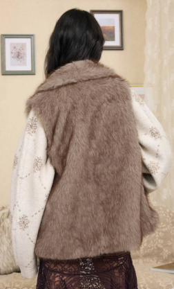 Blu Pepper Faux Fur Shawl Vest